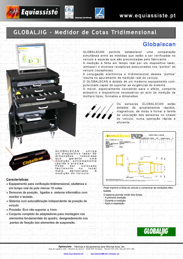 Globaljig Medidor de Cotas Tridimensional para Centros de Inspecção CITV Centros Categoria B